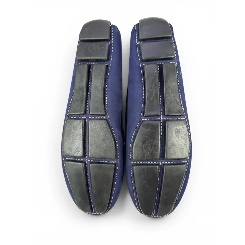 Massimo Matteo Penny Driver Loafer Womens 9 Blue Nubuck Leather Moccasin Slip On